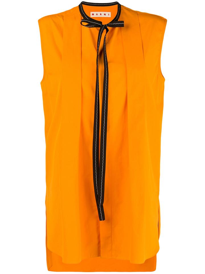 Marni Neck Tie Sleeveless Blouse - Yellow & Orange
