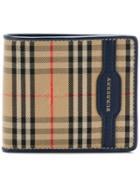 Burberry 1983 Check And Leather International Bifold Wallet - Blue
