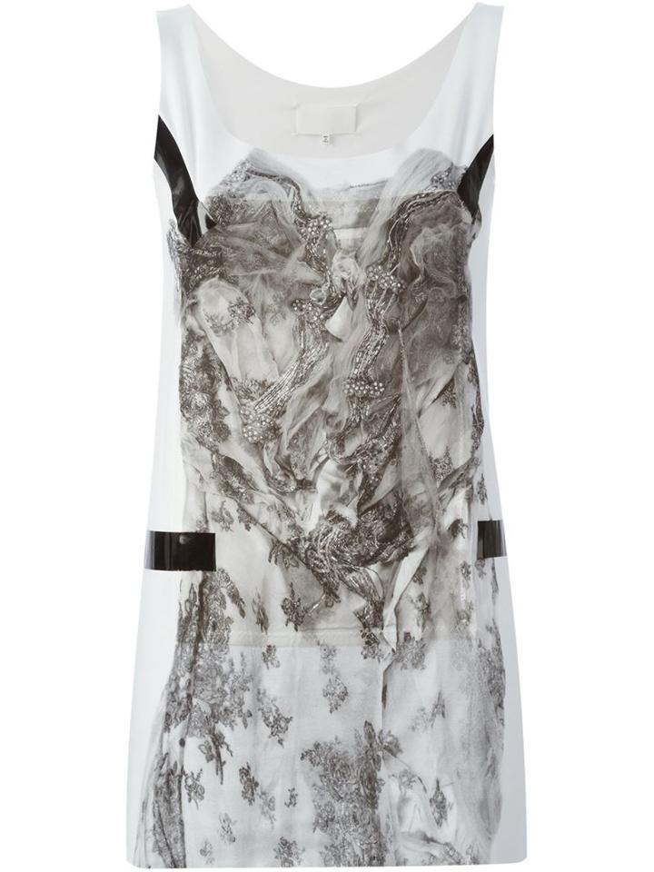 Maison Margiela Floral Lace Print Tank Top, Women's, Size: Small, White, Cotton/silk