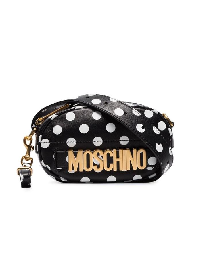 Moschino Black And White Polka-dot Belt Bag