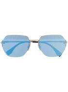 Fendi Eyewear Hexagonal Frames Sunglasses - Silver