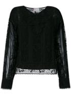 Red Valentino - Lace Style Sheer Blouse - Women - Cotton/polyester - 38, Black, Cotton/polyester
