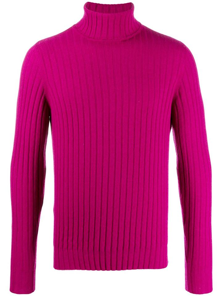 Leqarant Ribbed Knit Turtleneck Sweater - Pink