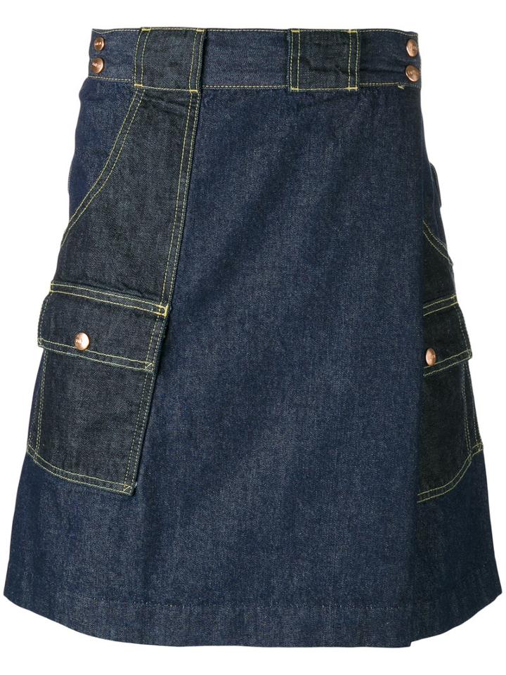 Ganryu Comme Des Garcons Wrap Front Shorts, Men's, Size: Medium, Blue, Cotton/cupro