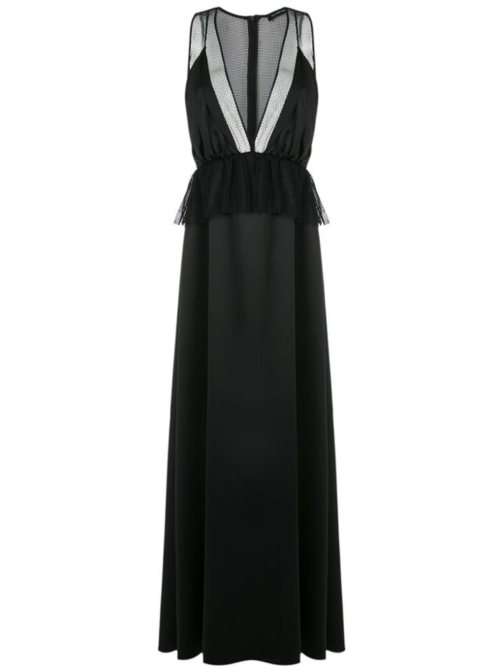 Olympiah Mesh Panels Gown - Black