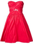 Marchesa Notte Strapless Cocktail Dress - Red