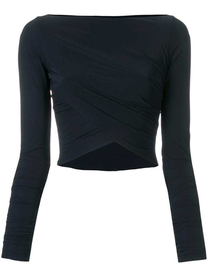 Lost & Found Ria Dunn Cropped Wrap Top - Black