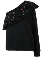 Msgm Ruffled One-shoulder Top - Black