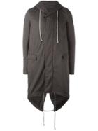 Rick Owens Drkshdw 'fishtail' Coat, Men's, Size: Large, Grey, Cotton/polyester/polyamide