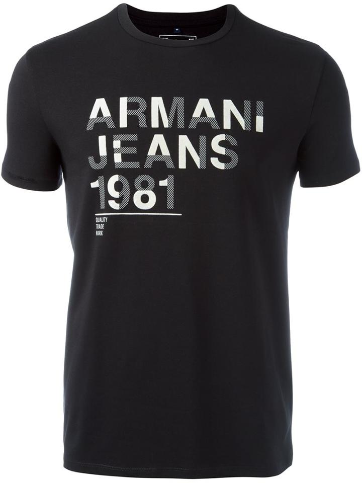Armani Jeans Logo Print T-shirt, Men's, Size: Xxxl, Black, Cotton/spandex/elastane