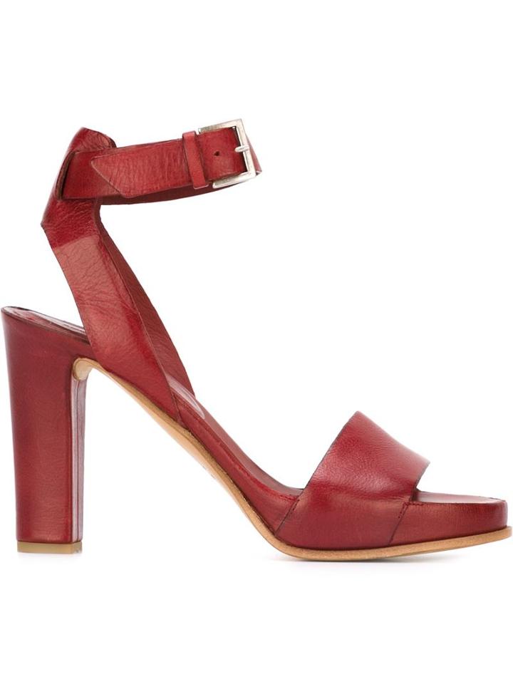 Roberto Del Carlo Ankle Strap Sandals, Women's, Size: 39, Red, Calf Leather/leather