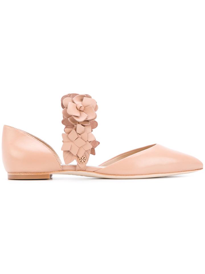 Tory Burch Blossom Floral D'orsay Flats - Nude & Neutrals