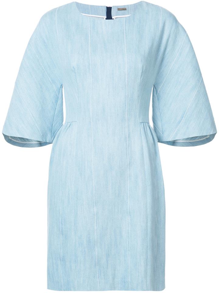 Adam Lippes Striped Mini Denim Dress - Blue