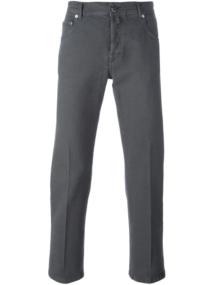Kiton Regular Fit Jeans, Men's, Size: 38, Grey, Cotton/spandex/elastane/wool