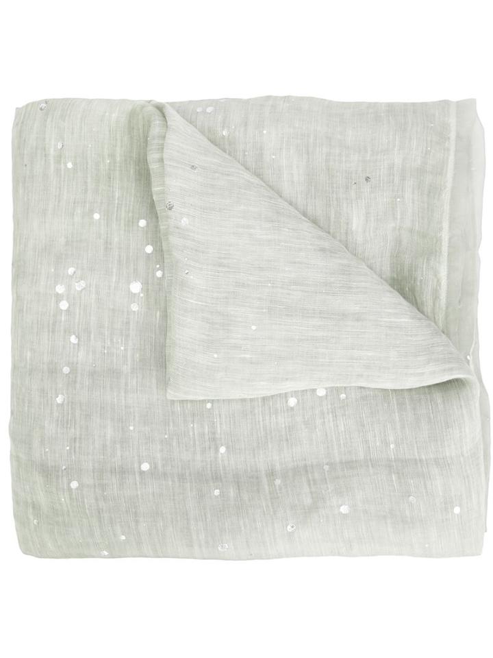 Fabiana Filippi Spotted Effect Scarf, Women's, Green, Silk/linen/flax/modal