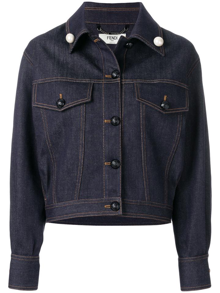 Fendi Cropped Denim Jacket - Blue