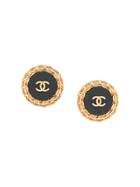 Chanel Pre-owned 1993 Chain Edge Button Earrings - Gold