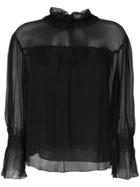 See By Chloé Sheer Overlay High Neck Blouse - Black