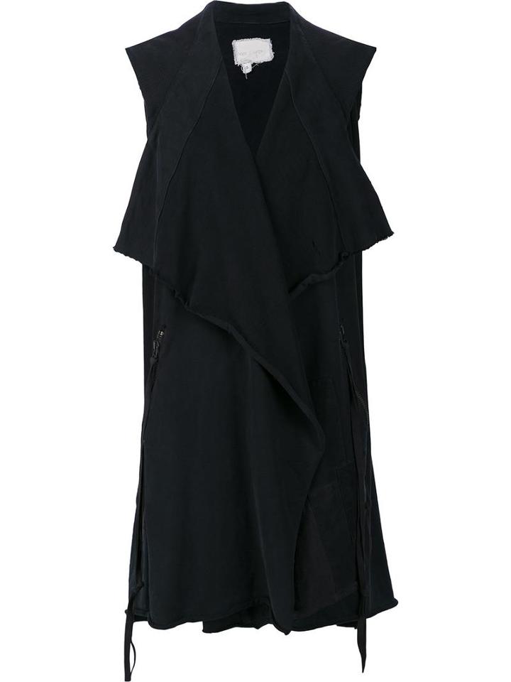 Greg Lauren Draped Wrap Gilet, Women's, Size: 2, Black, Cotton