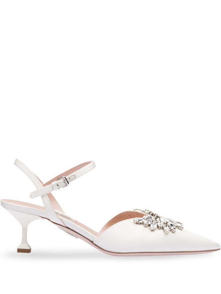 Miu Miu Embellished Slingback Pumps - Neutrals
