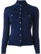 Céline Vintage Spread Collar Shirt - Blue