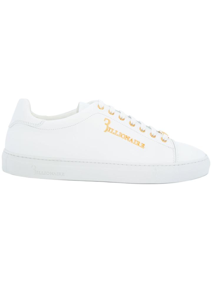 Billionaire Metallic Logo Sneakers - White