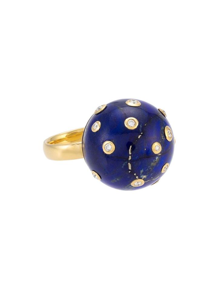 Sauer Anel Earth Em Ouro Amarelo, Lápis Lázuli E Diamante - Gold