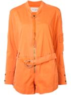 Greg Lauren - Belted Playsuit - Women - Cotton - 2, Yellow/orange, Cotton
