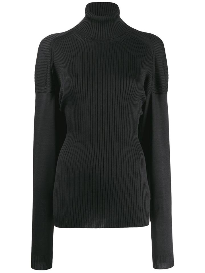 Bottega Veneta Turtleneck Ribbed Top - Black