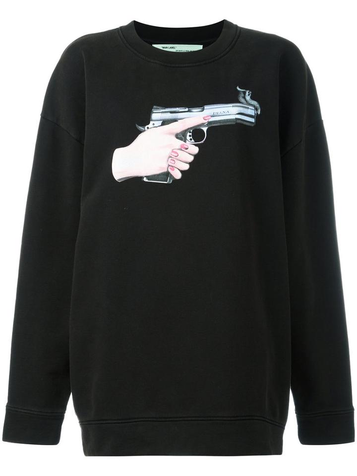 Off-white - Hand Gun Sweatshirt - Women - Cotton - M, Black, Cotton