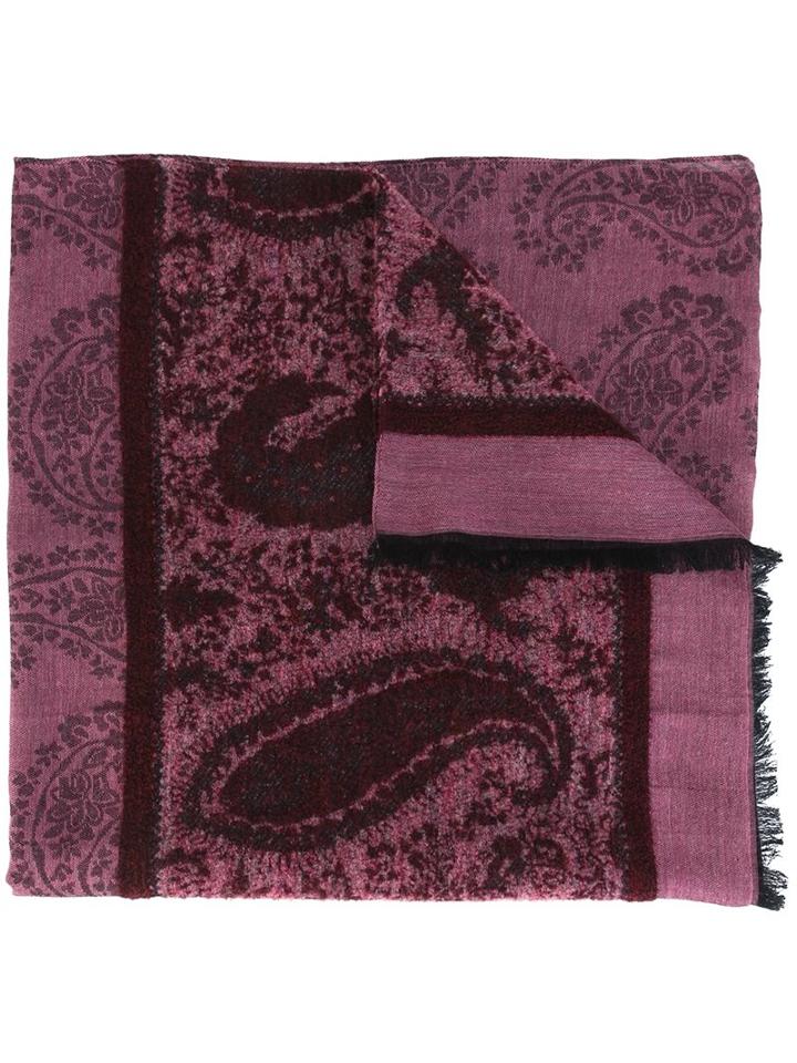 Etro Paisley Print Scarf, Women's, Pink/purple, Cotton/polyamide/modal/wool