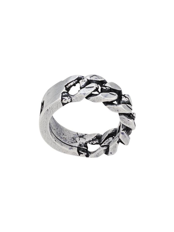 Heron Preston Engraved Curb Chain Ring - Silver