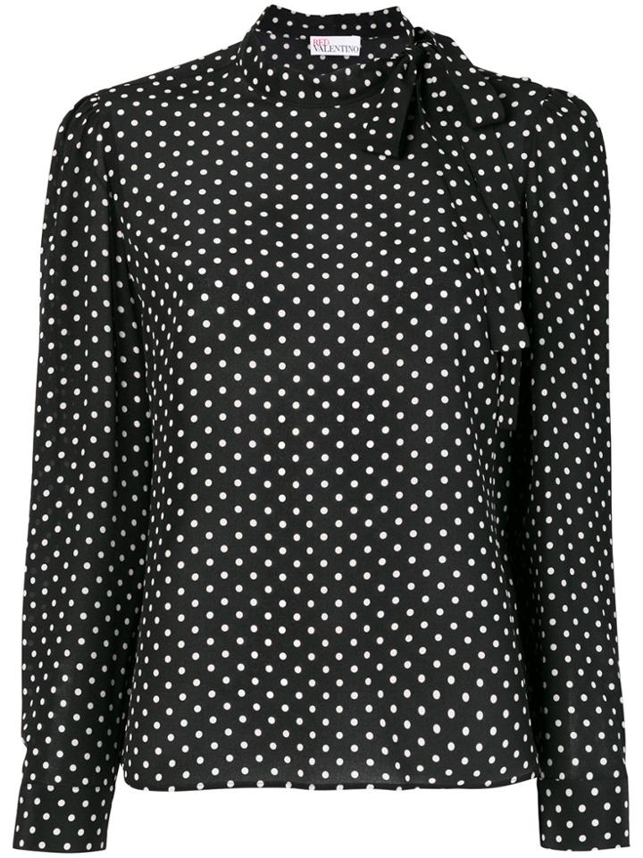 Red Valentino Polka Dotted Longsleeved Blouse - Black