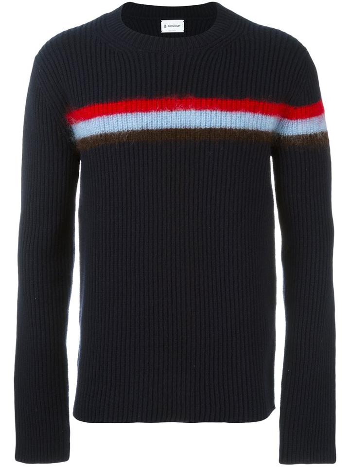 Dondup Contrast Stripe Jumper, Men's, Size: Medium, Blue, Acrylic/polyamide/mohair/wool