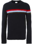 Dondup Contrast Stripe Jumper, Men's, Size: Medium, Blue, Acrylic/polyamide/mohair/wool