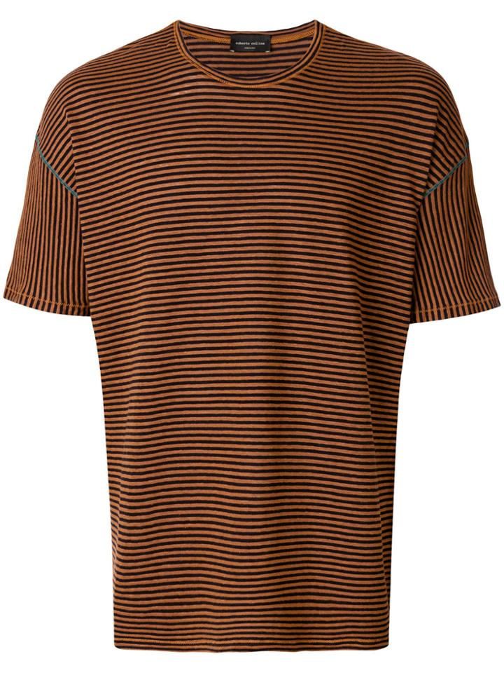 Roberto Collina Striped T-shirt - Brown