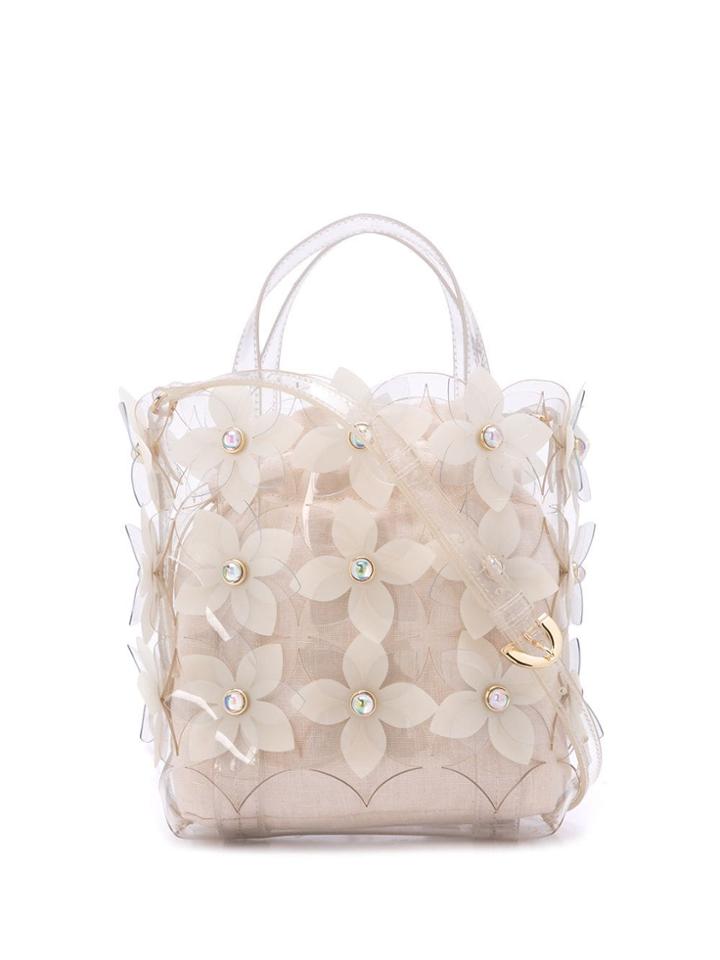 Zac Zac Posen Floral Bouquet Small North/south Shopper Bag - White