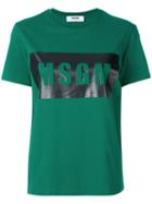Msgm - Logo Print T-shirt - Women - Cotton - Xs, Green, Cotton