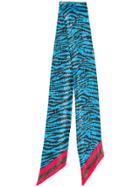 Paura Tiger Print Scarf - Blue