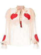 Dolce & Gabbana Embroidered Hearts Blouse - Pink