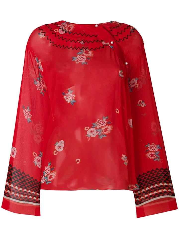 Philosophy Di Lorenzo Serafini Raglan Sleeve Zigzag Embroidery Top -