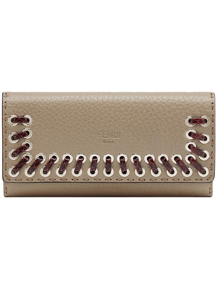 Fendi Embellished Selleria Continental Wallet - Nude & Neutrals