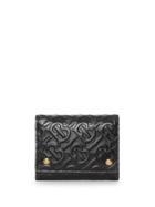 Burberry Small Monogram Leather Folding Wallet - Black