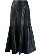 Gabriela Hearst Lined Leather Midi Skirt - Blue