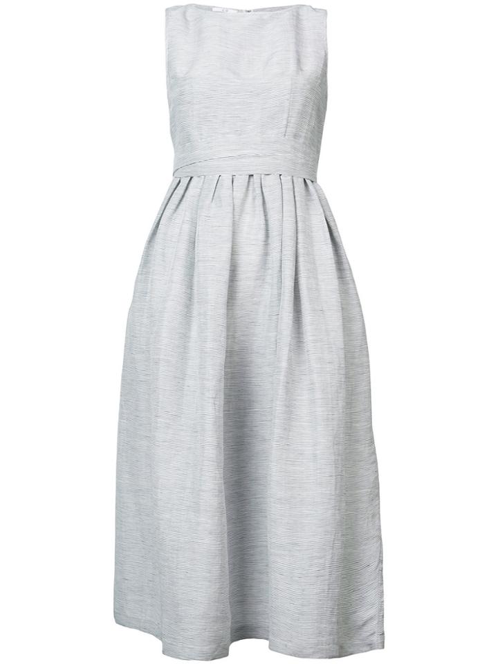 Co Striped Empire Line Dress - White