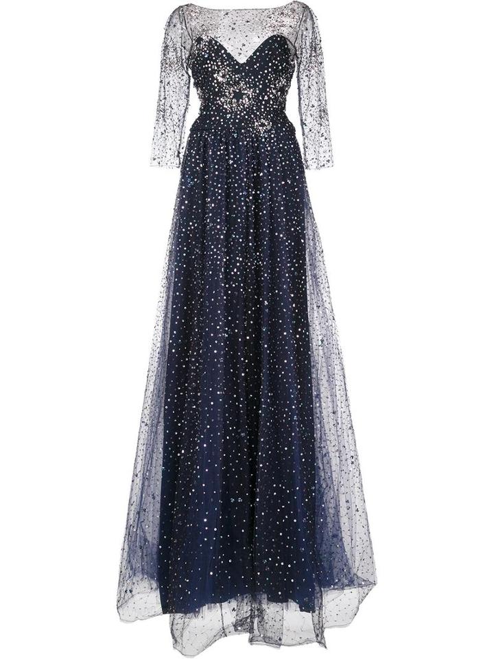 Marchesa Notte Embellished Gown, Women's, Size: 8, Black, Nylon