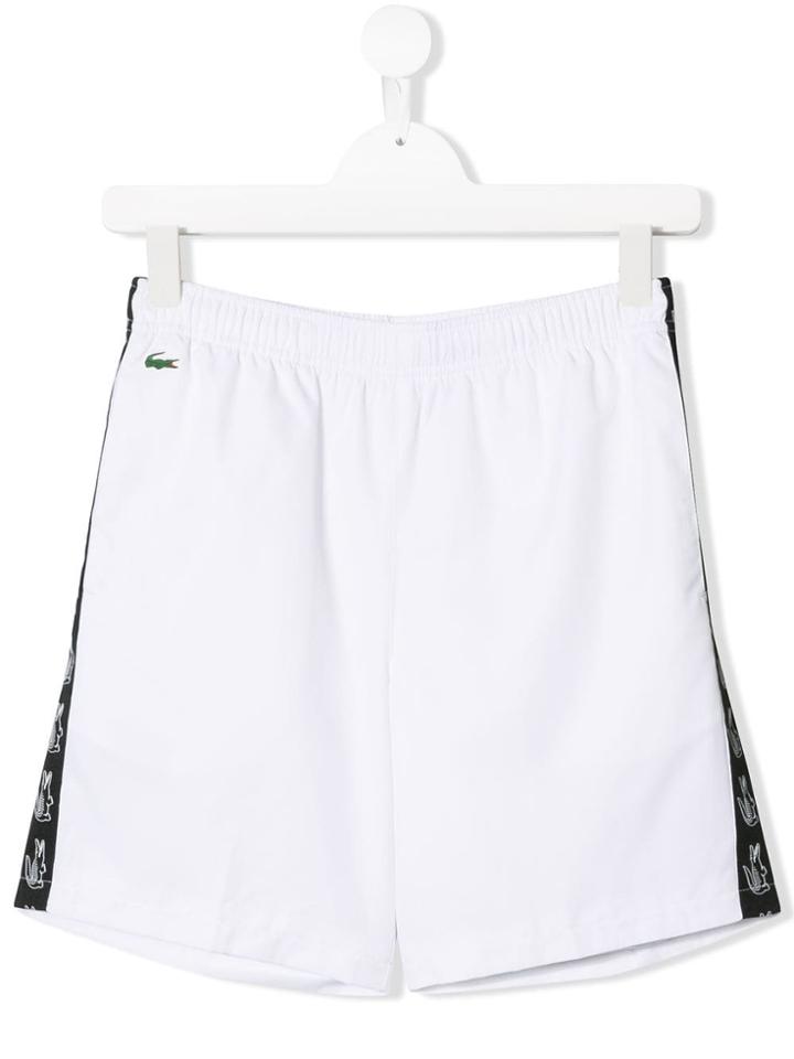 Lacoste Kids Teen Logo Tape Detail Shorts - White