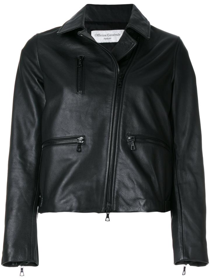 Officine Generale Fitted Leather Jacket - Black