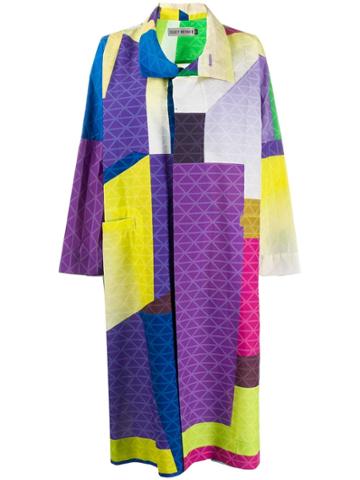 Issey Miyake Oversized Color-block Coat - Purple