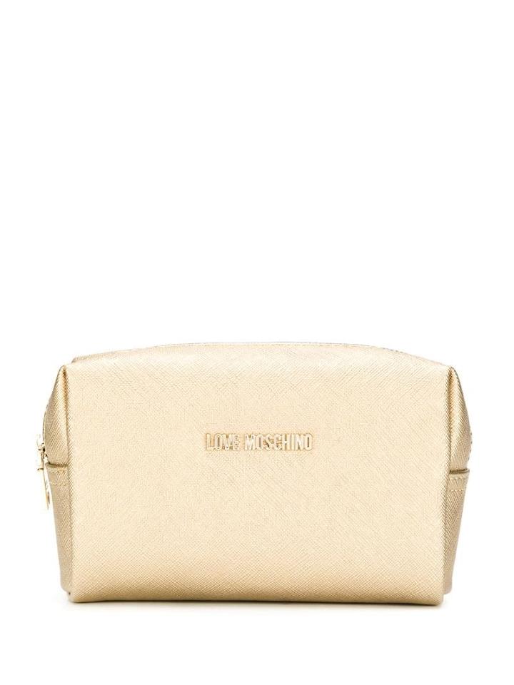 Love Moschino Logo Zipped Cosmetic Bag - Gold